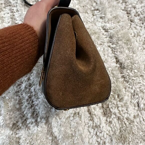 Tory Burch Juliette Black Leather Brown Suede Women's Mini Bag - Picture 4 of 12